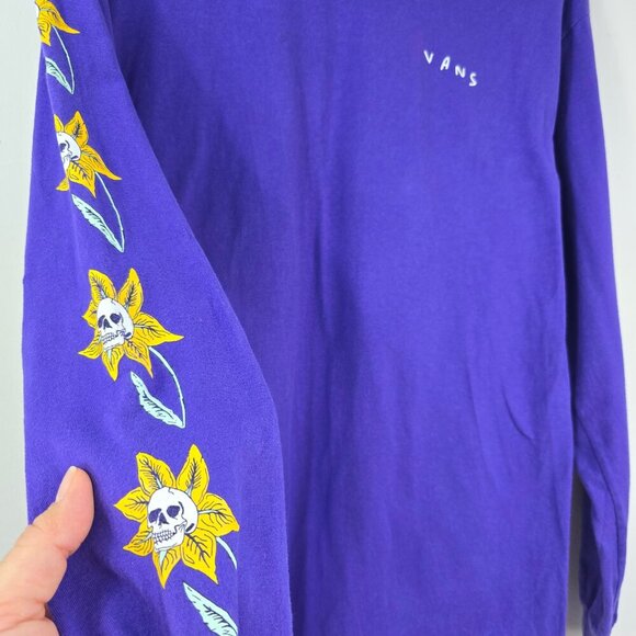 Vans The Skull Flower Off The Wall Long Sleeve Graphic T-Shirt Tee Yellow - Picture 7 of 9